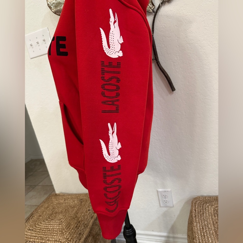 NWOT Lacoste Red Logo Pullover Hoodie Sweatshirt - Picture 5 of 6